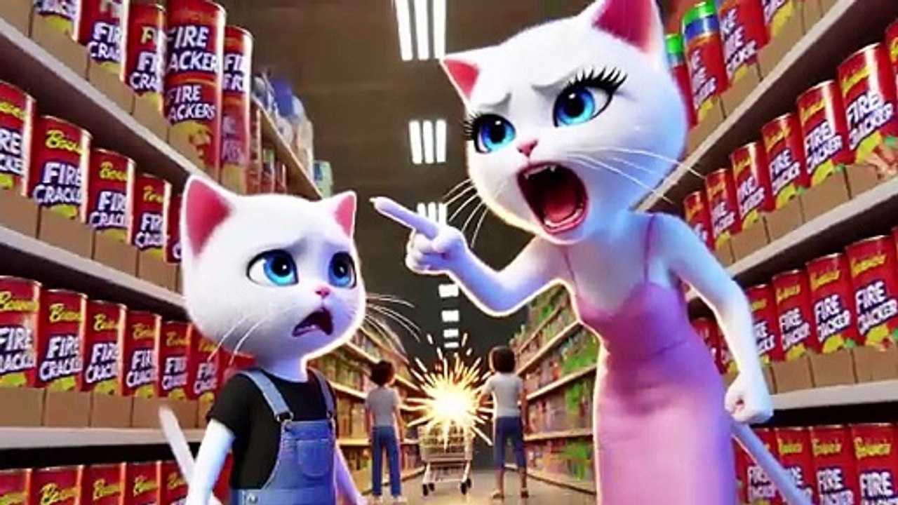 Kitten playing Fireworks🎆 Violent Blast😿💥#cat #ai #catlover #catvideos #cutecat #aicat#funnyvideos