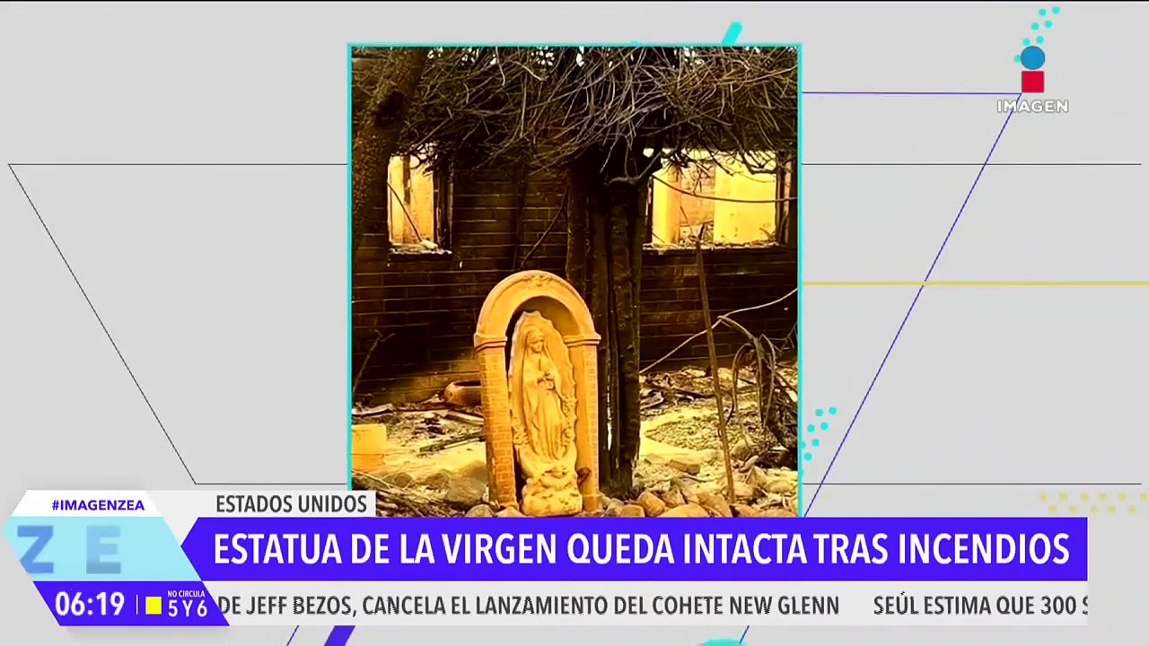 Estatua de la Virgen de Guadalupe queda intacta en un casa en Los Ángeles