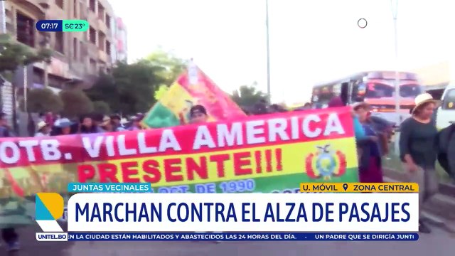 Juntas vecinales marchan contra el alza de los pasajes y piden incremento consensuado