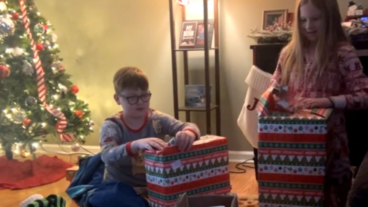 Kids' emotional and excited reactions to Christmas gifts make for a memorable family moment