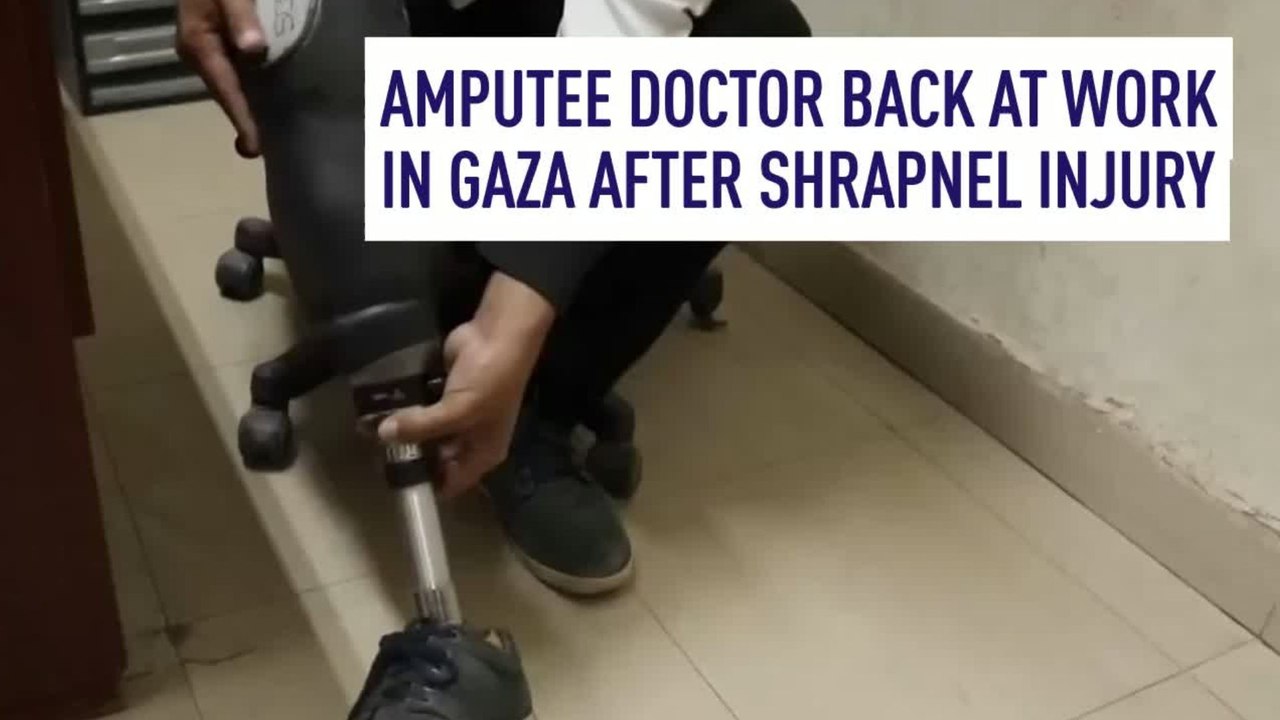 Amputee doctor returns to work in Gaza after shrapnel injury - video ...