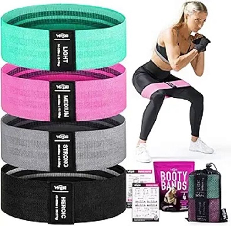 Resistance Bands for Working Out with Workout Bands Guide. 4 Booty Bands for Women Men Fabric Elastic Bands for Exercise Bands Resistance Bands for Legs Bands for Working Out Hip Thigh Glute Bands Set