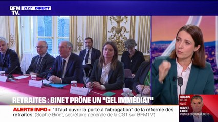 Retraites: "Il faut que le patronat, les macronistes et la droite apprennent à faire des compromis", pour Sophie Binet (CGT)