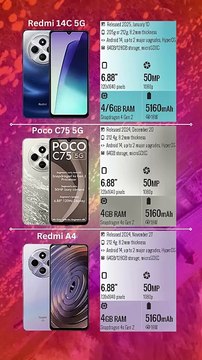 Xiaomi Redmi 14C 5G vs Xiaomi Poco C75 5G vs Xiaomi Redmi A4