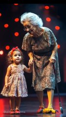 A child and elderly woman performing a duel with a hawk on IGT