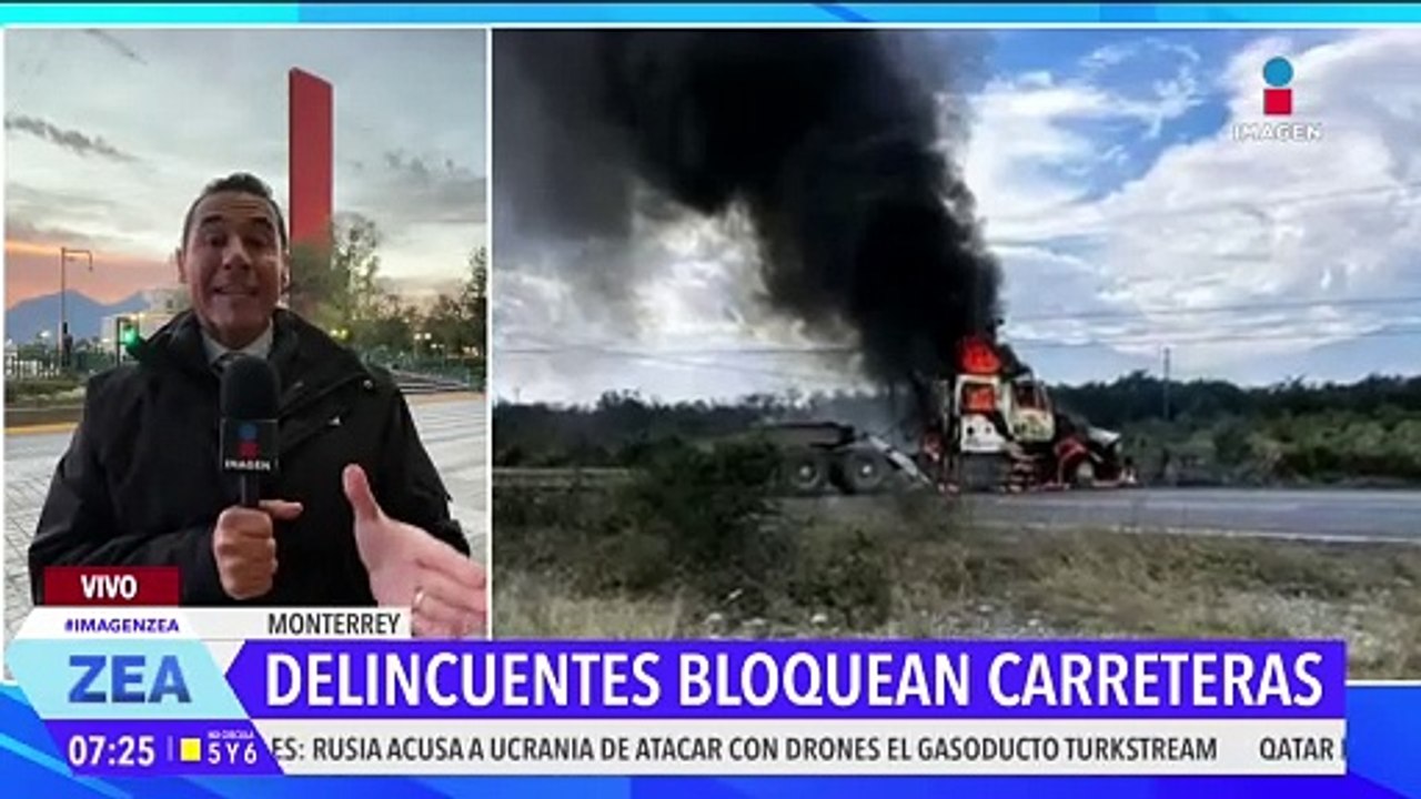 Hombres armados bloquearon con vehículos incendiados la Carretera Nacional en Nuevo León