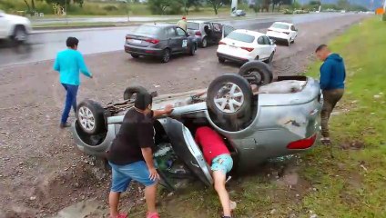 Pudo ser una desgracia: vuelco en la ruta a San Lorenzo