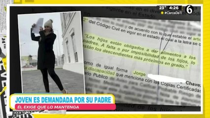 Joven es demandada por su papá al no mantenerlo