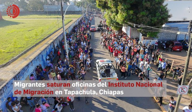 Saturan migrantes el INM en Tapachula por citas a través de CBP One