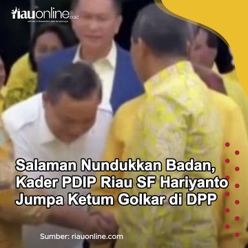 Salaman Nundukkan Badan, Kader PDIP Riau SF Hariyanto Jumpa Ketum Golkar di DPP