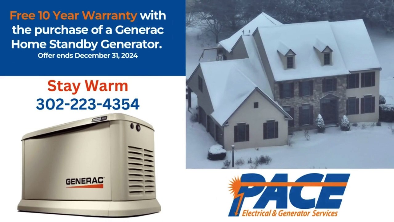 Free 10 year warranty with the purchase of a generac home standby generator