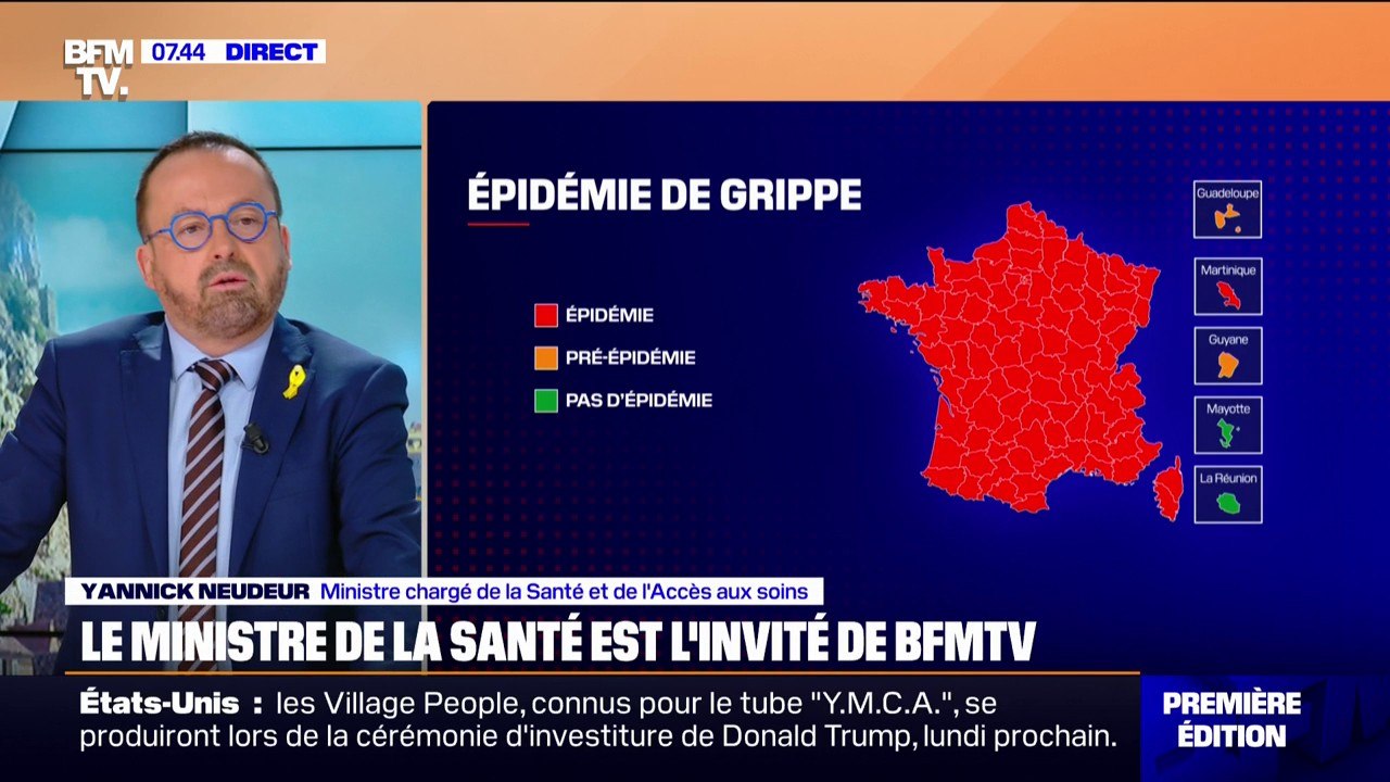 Épidémie de grippe: "On s'achemine vers un pic d'ici une dizaine de jours", explique Yannick Neudeur, ministre de la Santé