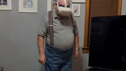 Grandma’s attempt to help grandpa on VR plank ends in hilarious chaos