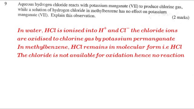 Chemistry revision #questions and answers #KCSE 2013 marking scheme
