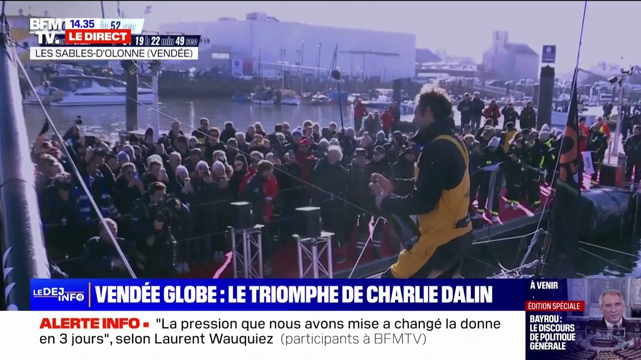Vendée Globe: Charlie Dalin célèbre sa victoire au port Olona des Sables d'Olonne