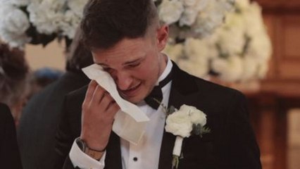 Groom breaks down in tears as he hears daughter's adorable wedding day message