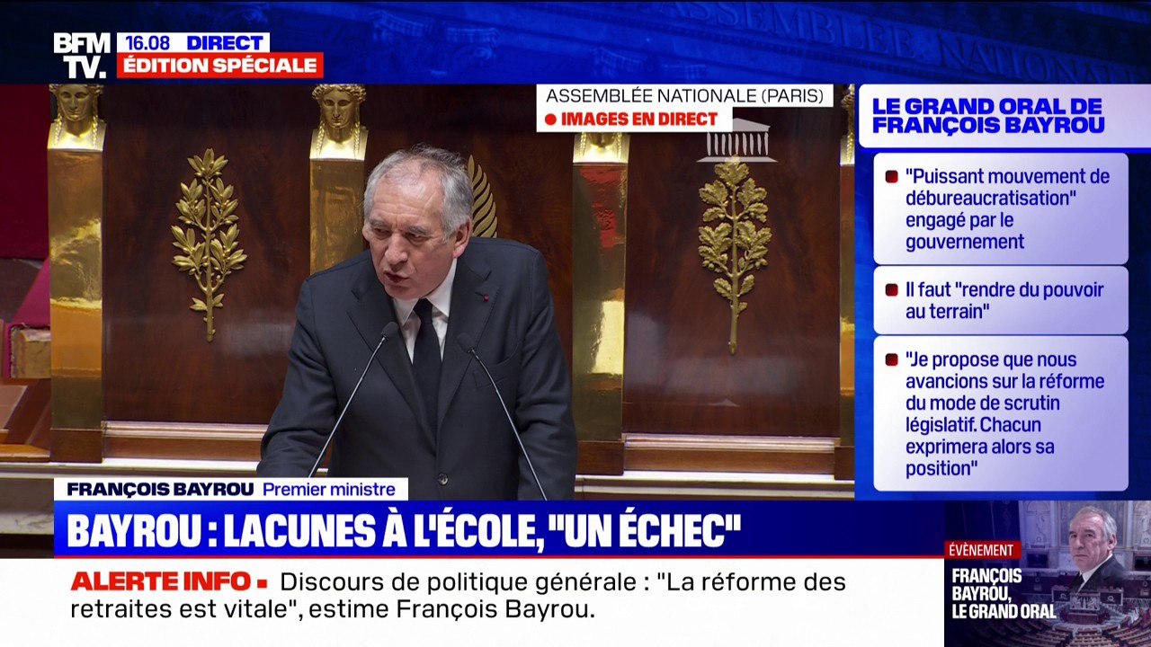 Éducation: pour François Bayrou, le niveau en français et en mathématiques des élèves est "le plus grand de nos échecs"