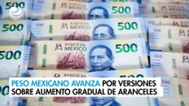 Peso mexicano avanza por versiones sobre aumento gradual de aranceles