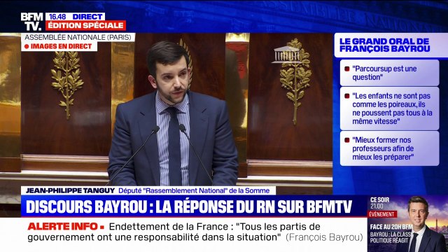 Quelle déception : Jean-Philippe Tanguy (RN) répond au discours de politique générale de François Bayrou