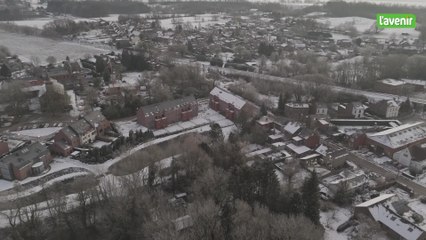 Le Brabant wallon vu du ciel : Tilly à l’heure où le soleil se lève