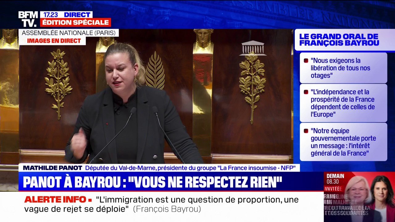 Nouveau gouvernement: "Votre ministre de l'Intérieur s'est illustré par ses déclarations racistes", déclare Mathilde Panot (LFI) au sujet de Bruno Retailleau