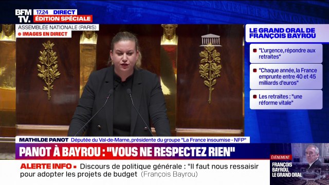 Mathilde Panot (LFI) à François Bayrou: La fête sera de courte durée