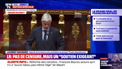 Laurent Wauquiez (LR) demande à François Bayrou "un référendum" autour de l'accès au titre de séjour qui serait "conditionné à un minimum de trois ans de résidence régulière"