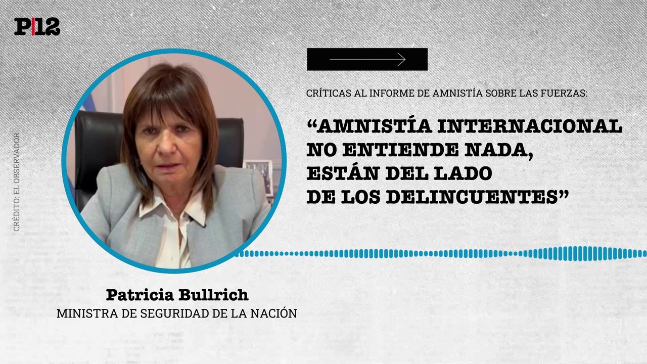 "Están del lado de los delincuentes": Bullrich apuntó contra Amnistía Internacional y su informe