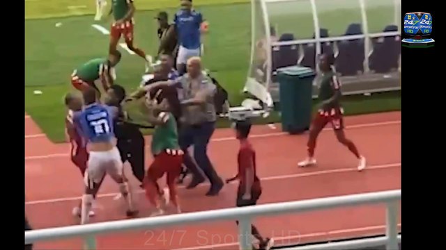 Shocking Moment, Football Match Descends into Chaos with Huge Brawls and Players Punching Each Other