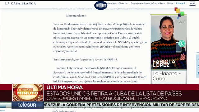 Gobierno de EE.UU. retiró a Cuba de su lista de países de supuestos patrocinadores del terrorismo