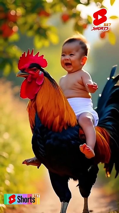 Hilarious Baby Riding a Rooster_ Laughs Guaranteed 4K UHD(720P_HD)