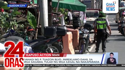Bahagi ng P. Tuazon Blvd. inireklamo dahil sa mga sagabal tulad ng mga ilegal na nakaparada | 24 Oras