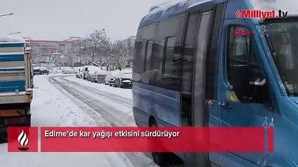 Edirne'de kar yağışı etkisini sürdürüyor