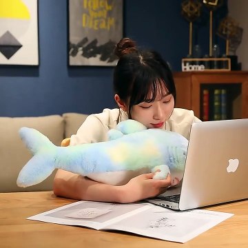 Custom soft plush simulation camouflage shark hugging pillow stuffed shark bolster.