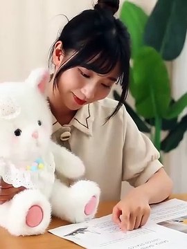 Lovely soft plush baby bear cat rabbit doll toy with decorative bowknot bib foot-toes.