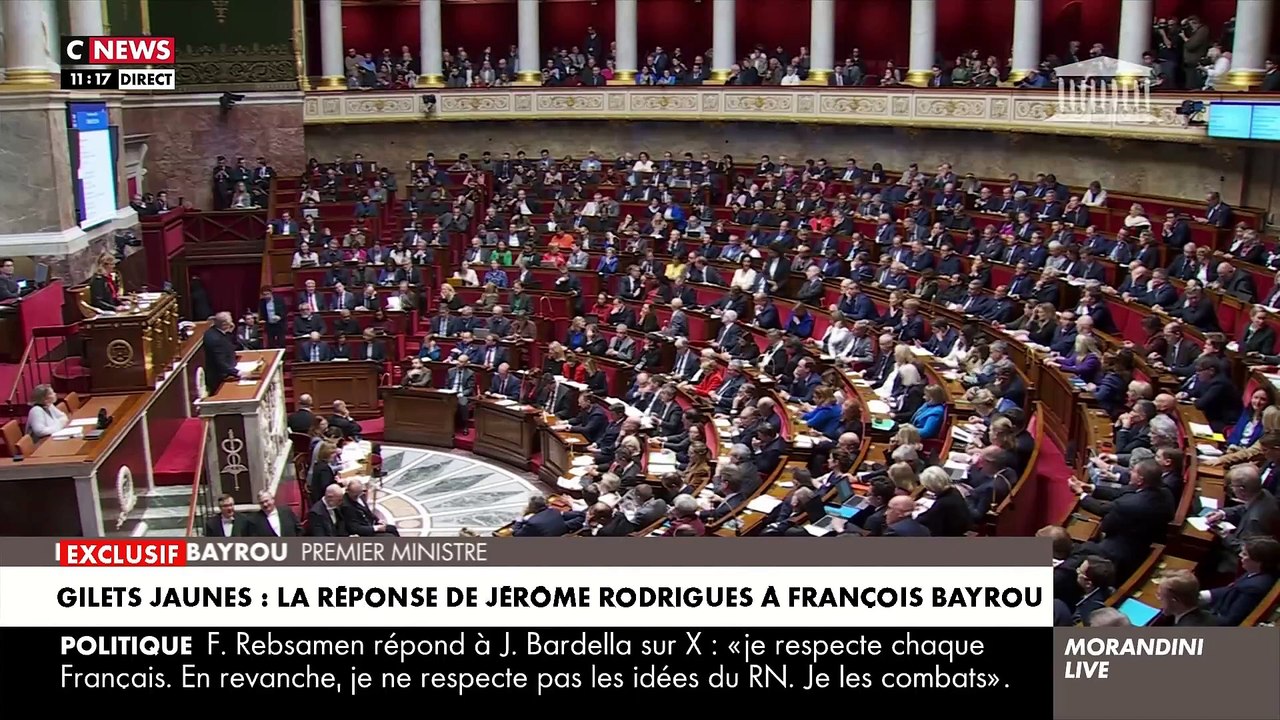 EXCLU - L’emblématique Jérôme Rodrigues répond dans "Morandini Live" à François Bayrou qui a parlé des gilets jaunes hier: "Il était le premier à vouloir nous envoyer les chars pendant les manifs !" - Regardez
