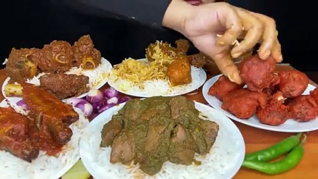 SPICY_MUTTON LIVER,CHICKEN CURRY,MUTTON MASALA,EGG CURRY,FISH CURRY_INDIAN EATING SHOW_ASMR MUKBANG
