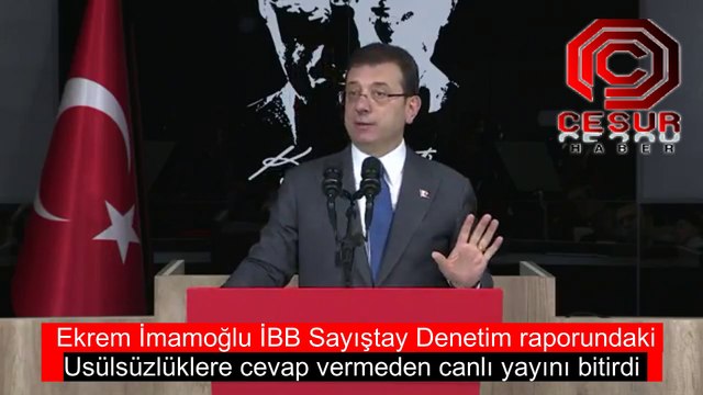 Ekrem İmamoğlu İBB Sayıştay Denetim raporundaki Usülsüzlüklere cevap vermeden canlı yayını bitirdi