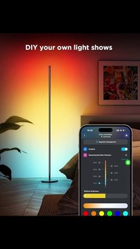RGBIC Floor Lamp, LED Corner Lamp Works with Alexa, 1000 Lumen Smart Modern Floor Lamp with Music Sync and 16 Million DIY Colors, Color Changing Standing Floor Lamp for Bedroom Living Room Black