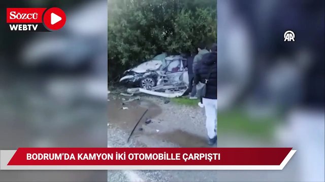 Bodrum'da kamyonun iki otomobile çarptığı kazada 1 kişi öldü, 1 kişi yaralandı
