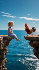 "Baby Boy on Rock vs. Hen: AI-Generated Epic Showdown