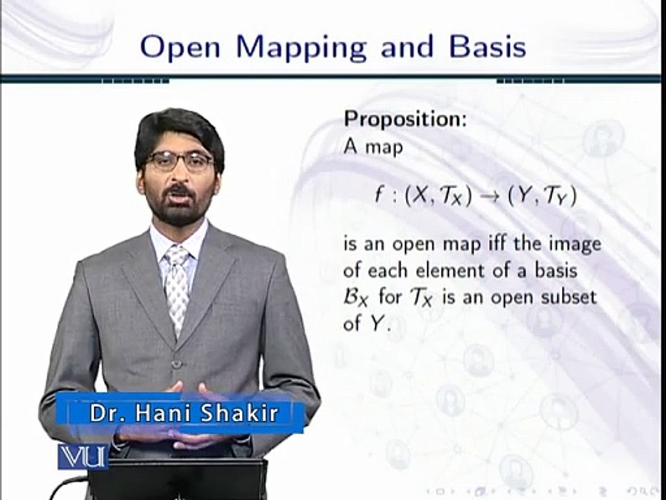 Topology Lecture 85  Open Mapping and Basis in Topology in Urdu