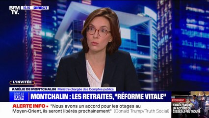 Retraites: "Je fais confiance aux partenaires sociaux pour mettre sur la table des solutions", affirme Amélie de Montchalin (ministre chargée des Comptes publics)