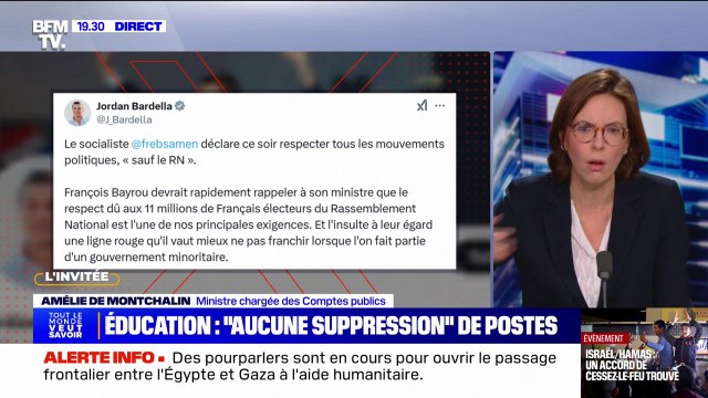 Je respecte tous les représentants de la Nation : Amélie de Montchalin (ministre chargée des Comptes publics) réagit aux propos de François Rebsamen sur le RN