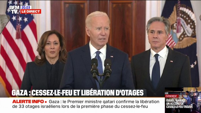 Accord de trêve à Gaza: Joe Biden dit se réjouir de voir les otages revenir à la maison