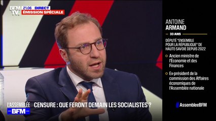 Pour Antoine Armand (Ensemble), "il n'est pas trop tard" pour éviter la censure du Parti socialiste