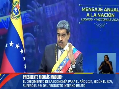 Pdte. Nicolás Maduro: El crecimiento de la economía de Venezuela este 2024 supera el 9% del PIB