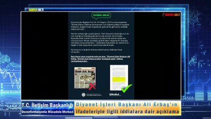 Diyanet İşleri Başkanı Ali Erbaş’ın ifadeleriyle ilgili iddialara dair açıklama