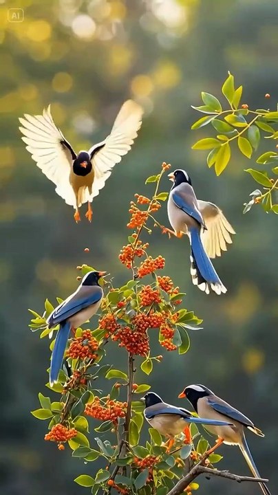 "Spectacular Avian Beauty: Vibrant Plumage of Exotic, Colorful Birds Showcase Stunning Shades of Blue, Green, Yellow, and Red in a Mesmerizing Display of Nature's Artistry"