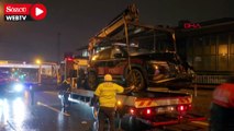 Üsküdar'da denetimden kaçan çakarlı otomobil polis araçlarına çarparak durduruldu